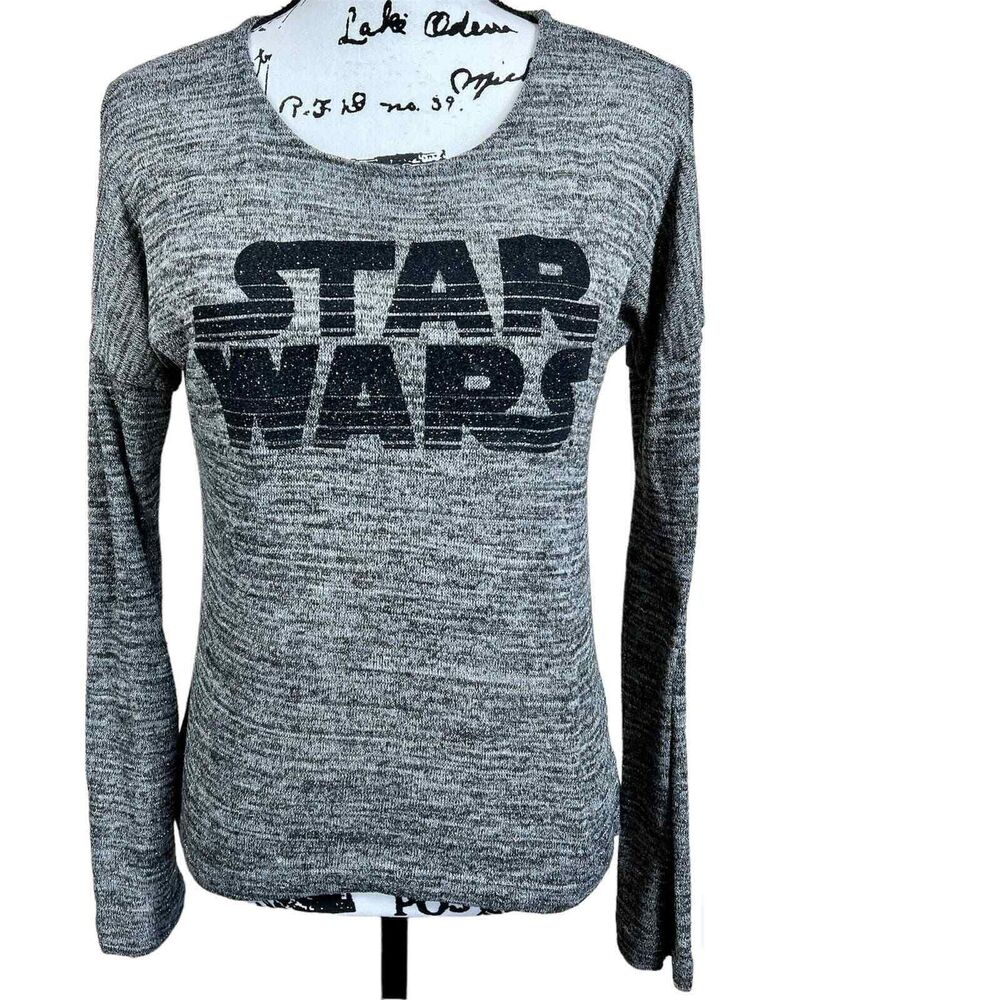 Star Wars kids top silver gray long sleeve sweater size XL (16) academia